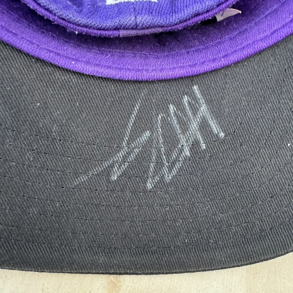 Adidas NBA Sacramento Kings Sz L/XL Hat Spellout Logo Purple‎ Black Signed